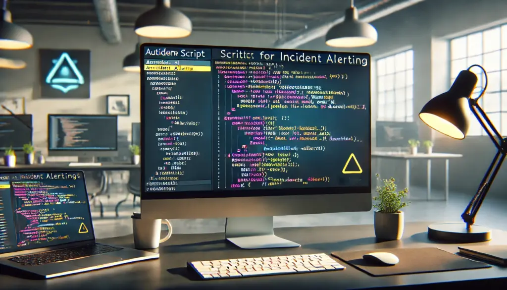 Code snippet showing an automated script for incident alerting