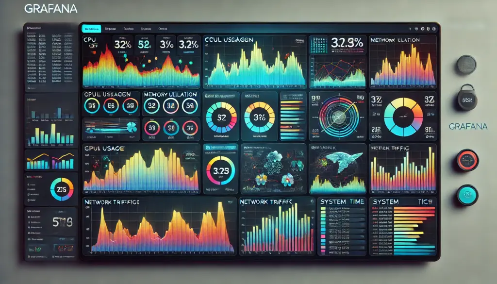 Dashboard view of Grafana with performance metrics